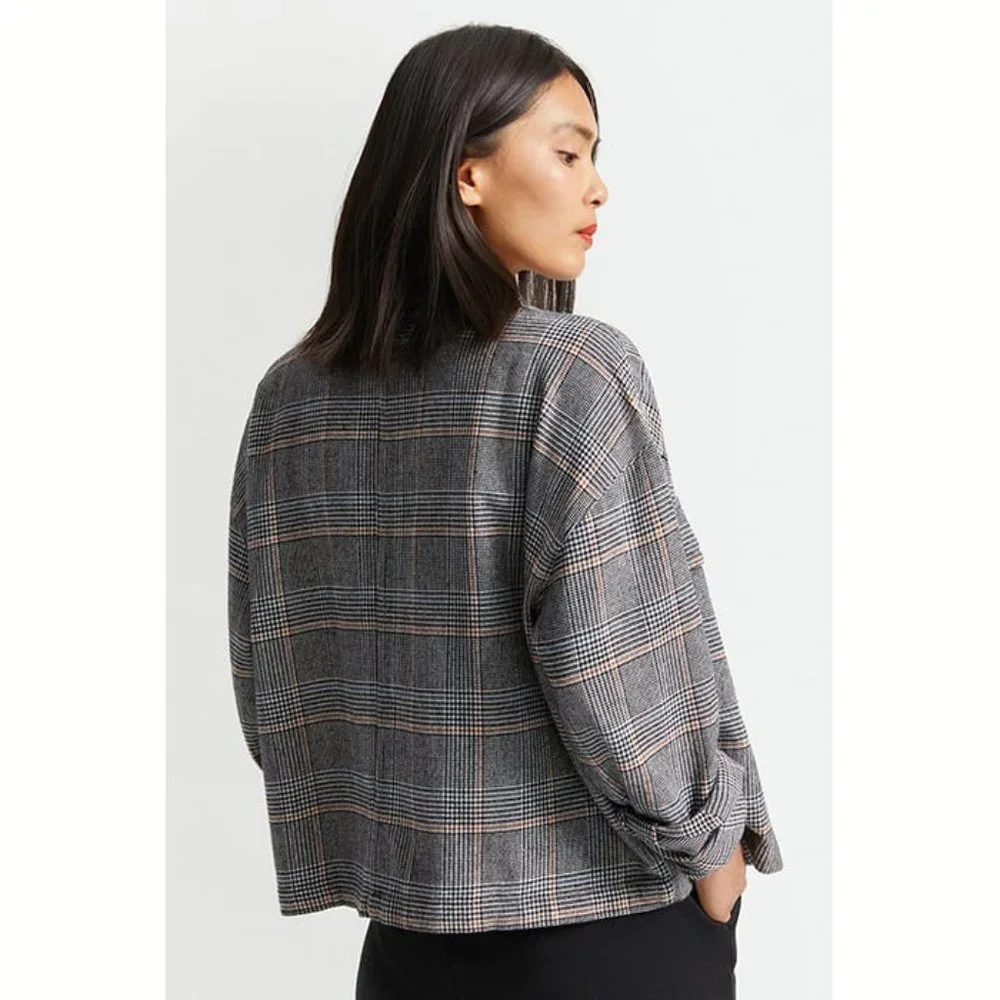 Plaid Flannel Shirt Shacket Cropped Jacket in Organic Cotton SMALL - Picture 5 of 8